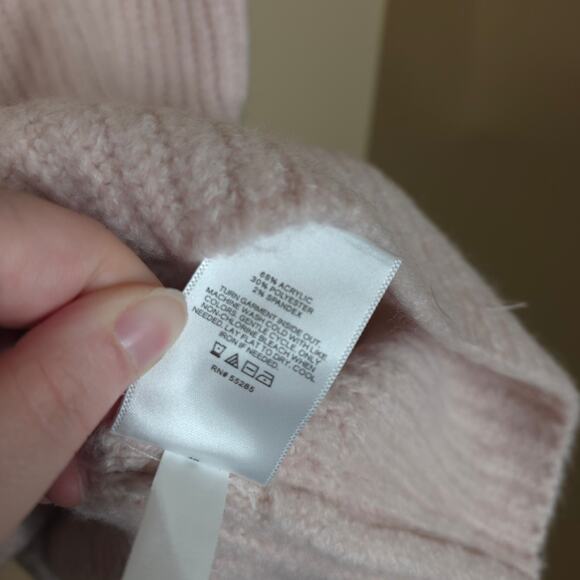 Express Colorblock Mock Neck Shift Sweater Dress in Light Pink/Maroon Size L - Picture 8 of 10